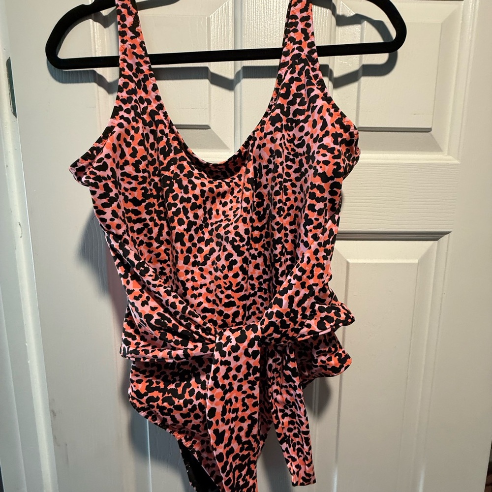 Pink and Black Leopard Print Swimsuit
